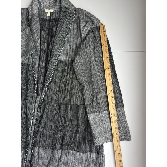 Eileen Fisher Hazy Blocks Organic Cotton Shawl Collar Jacket Sz L/XL Lagenlook - Picture 10 of 13